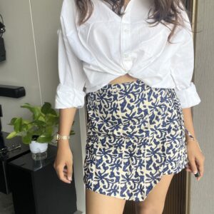 Navy Blue Cotton Skort with Side Knot