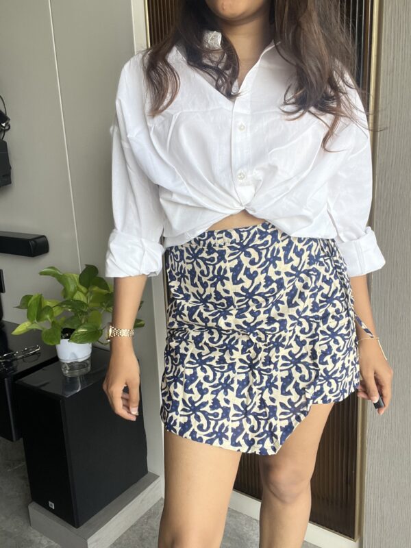 Navy Blue Cotton Skort with Side Knot