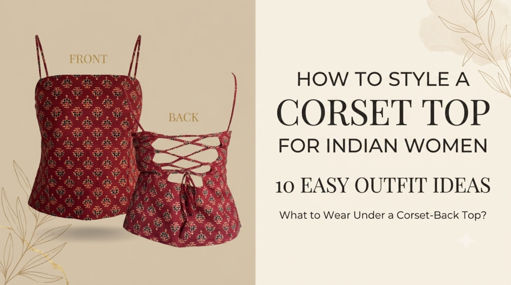red-block-print-corset-top-for-women-front.jpg Red block-print corset top for women