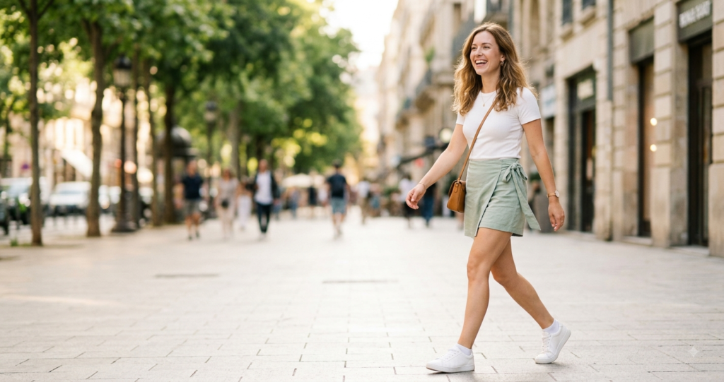 what-is-a-skort-complete-guide-skorts-for-women.jpg Woman wearing a comfortable skort outfit outdoors, showing what a skort looks like